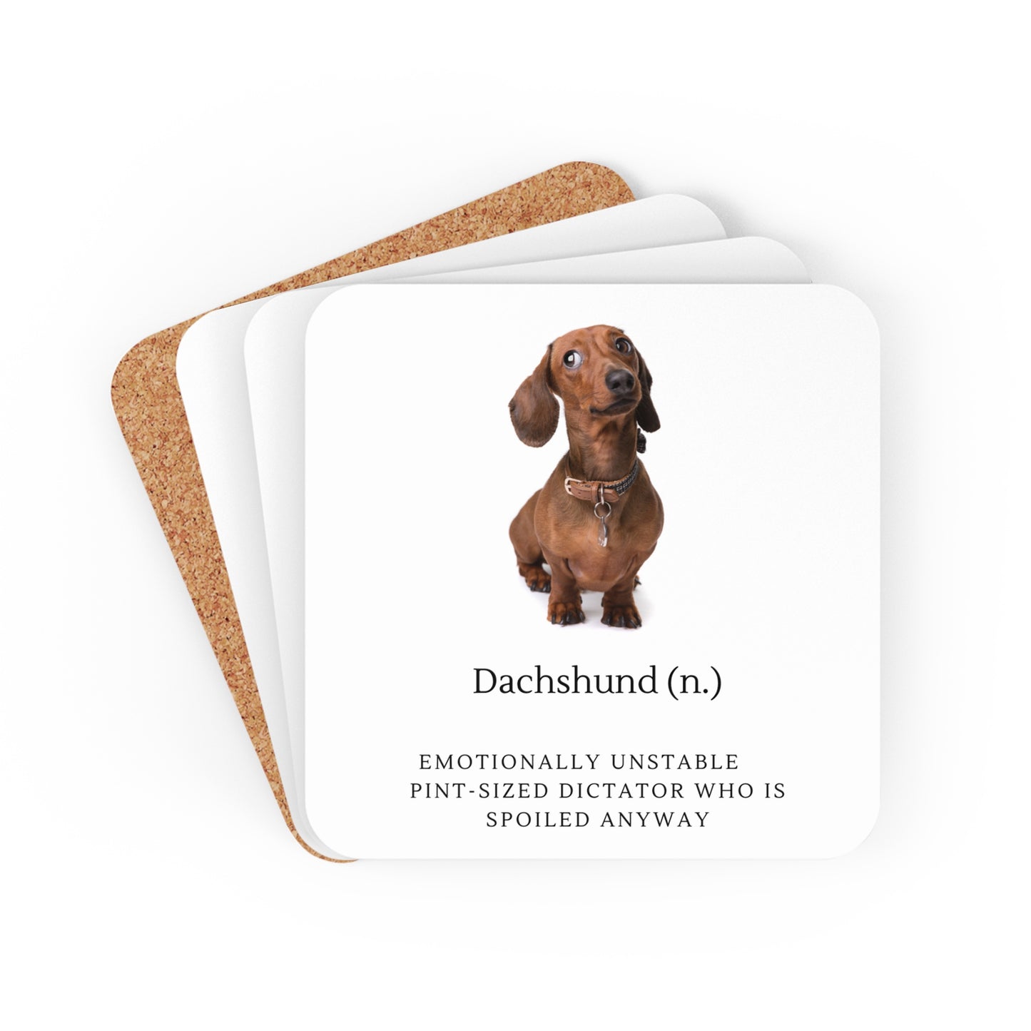 Dachshund Corkwood Coaster Set