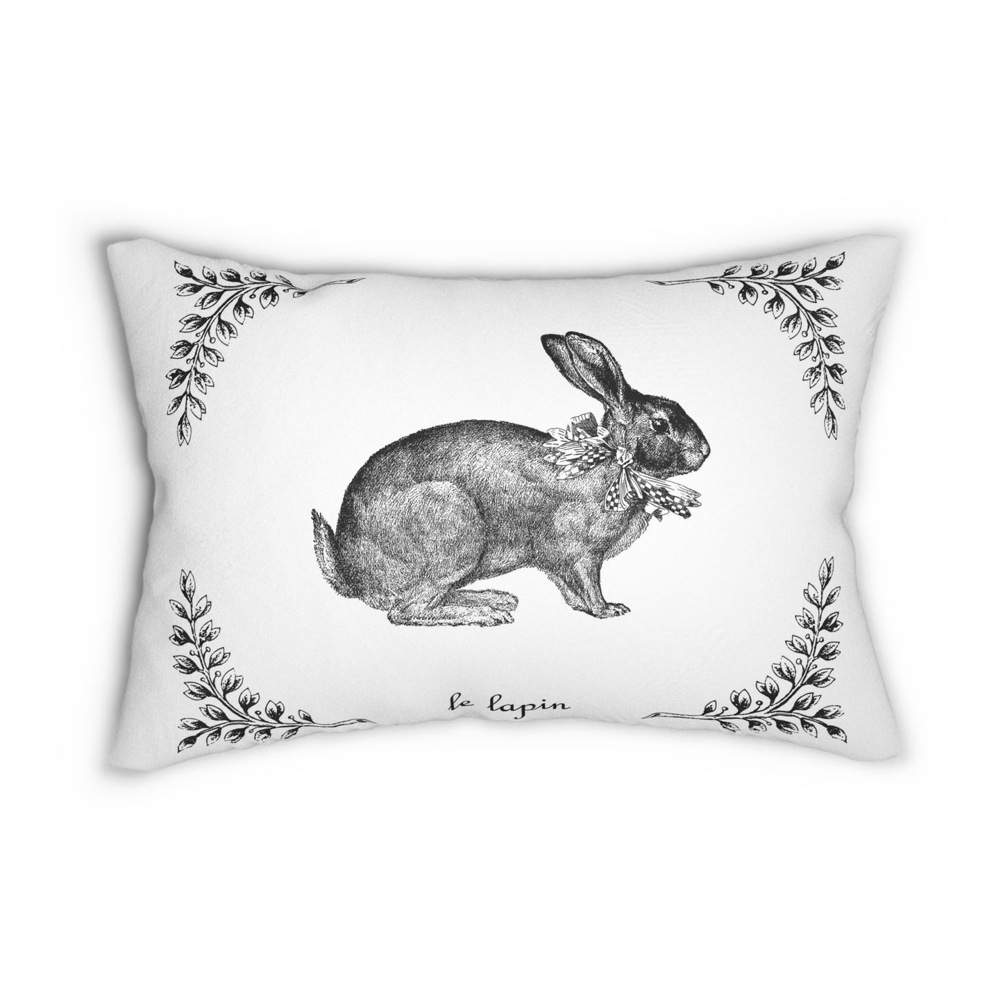 French Country Bunny Lumbar Pillow