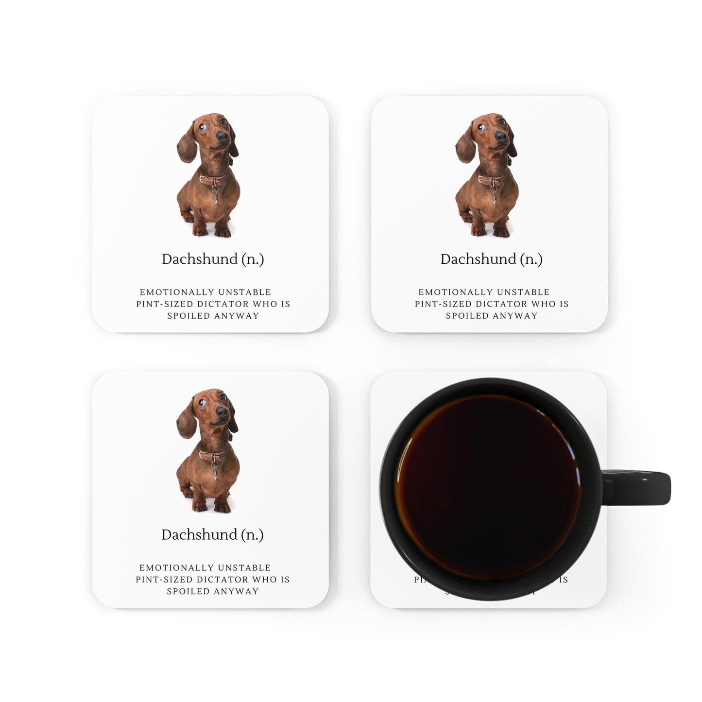 Dachshund Corkwood Coaster Set