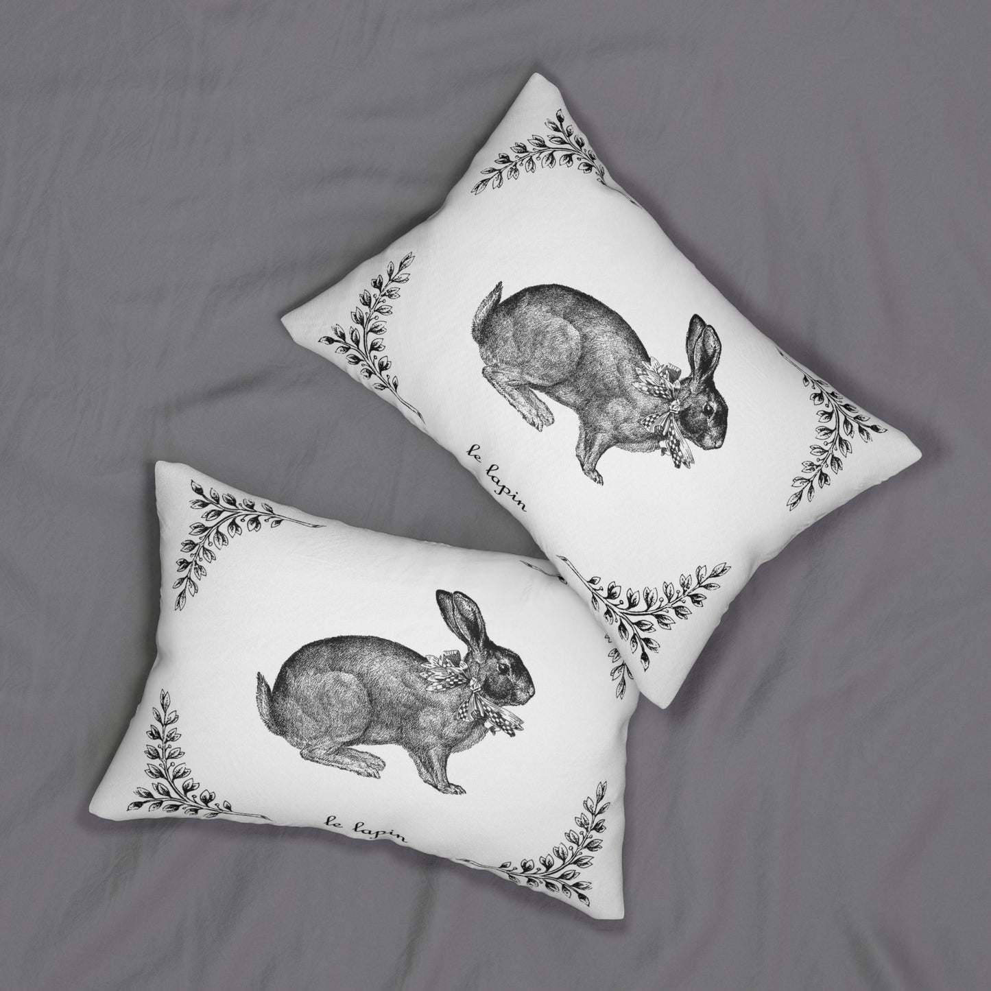 French Country Bunny Lumbar Pillow