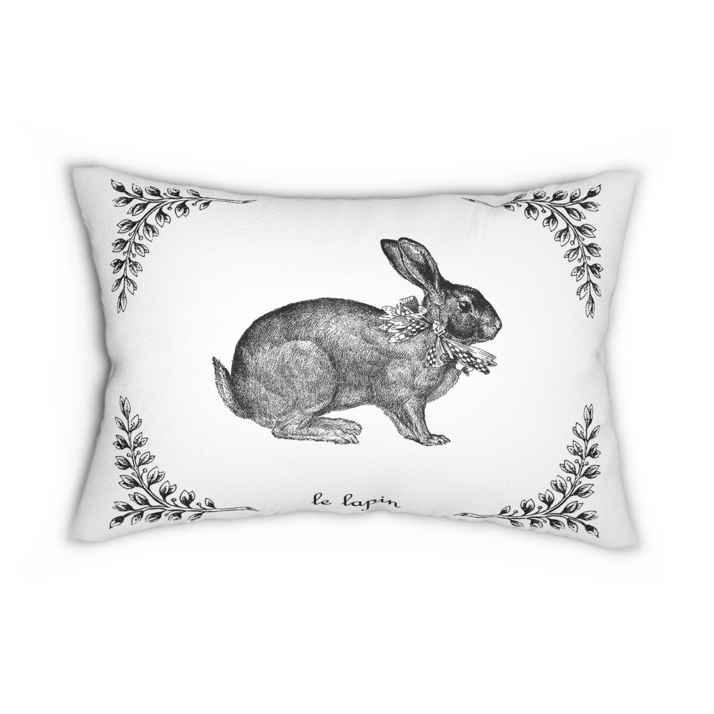 French Country Bunny Lumbar Pillow