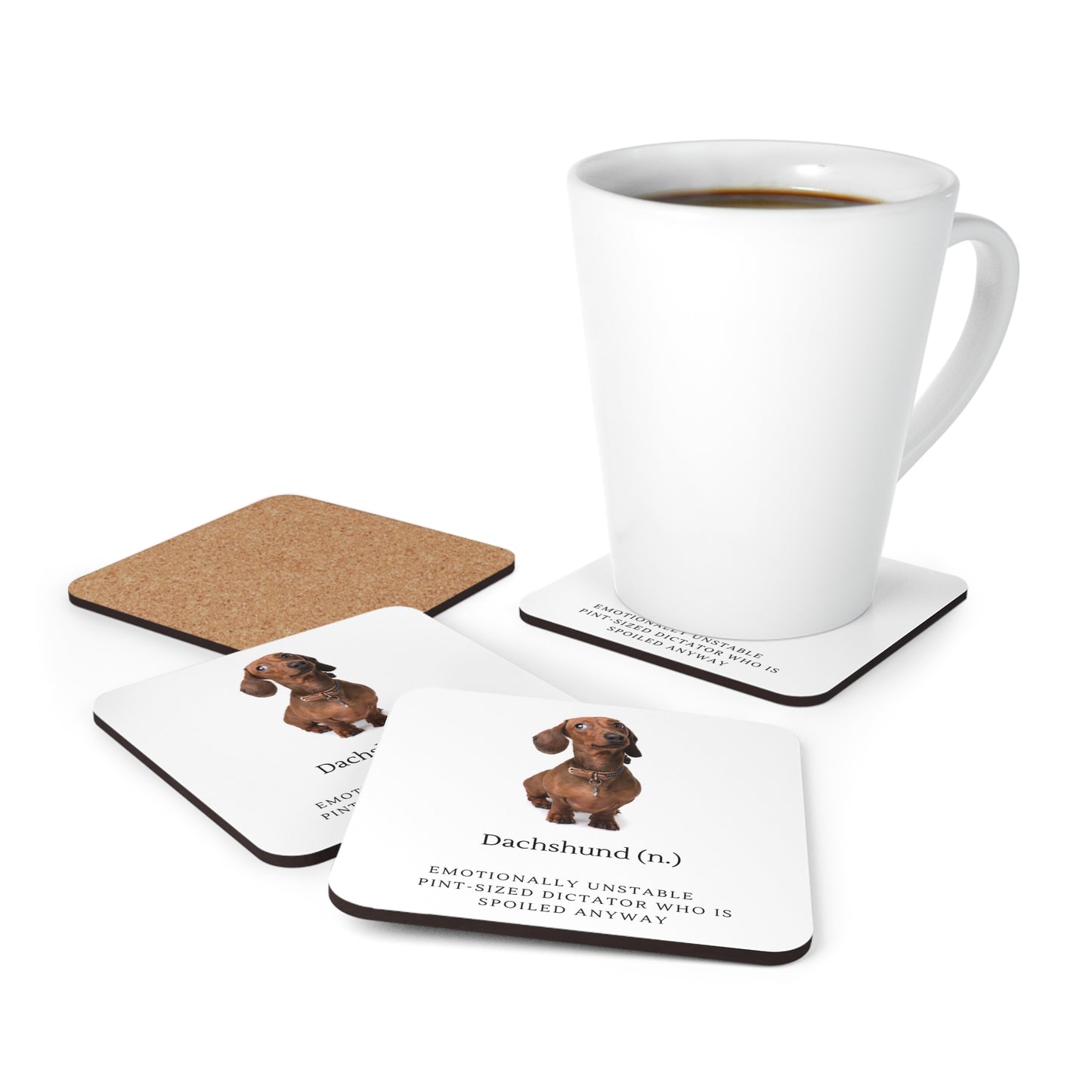 Dachshund Corkwood Coaster Set