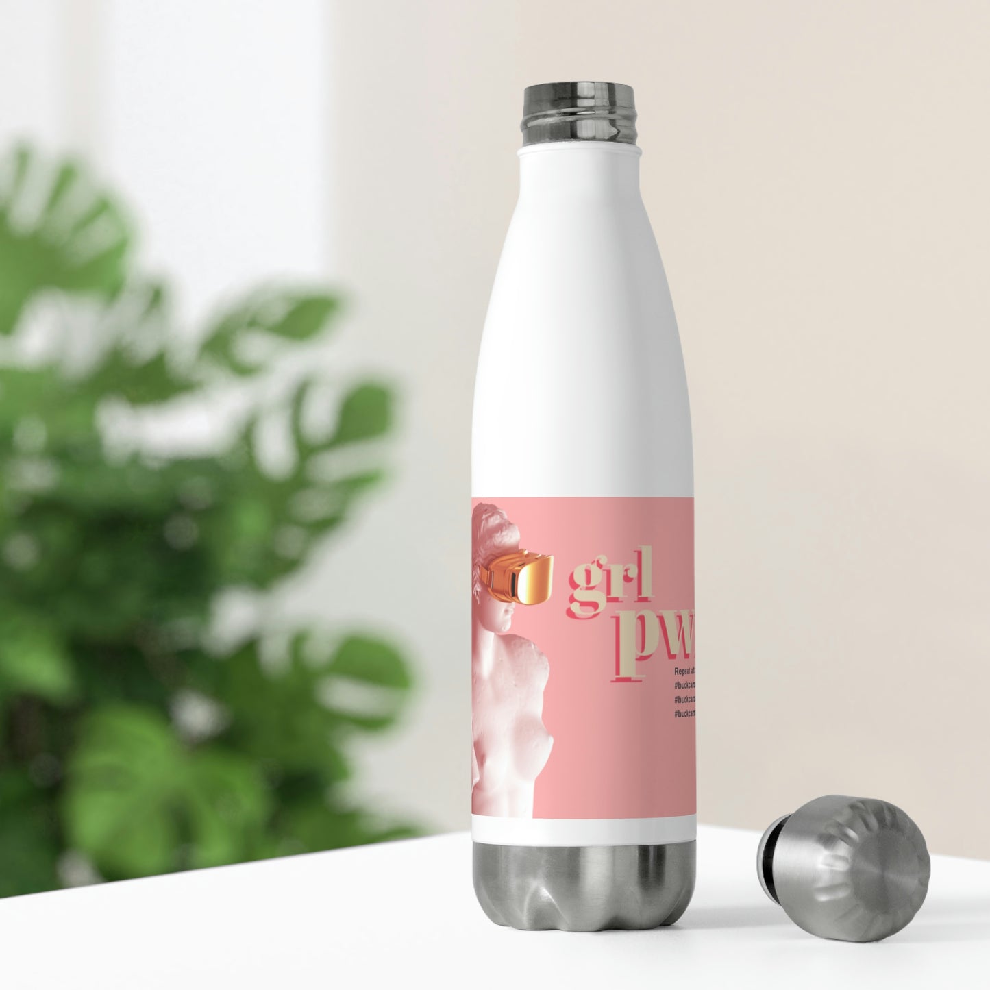 20oz Insulated Bottle with inspirational statement for women who hate cancer
