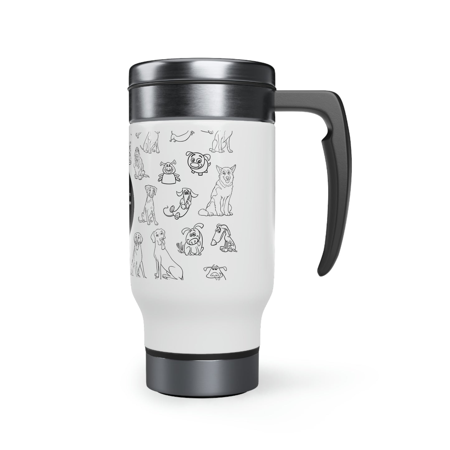 "Underdogs know how to fight" Stainless Steel Travel Mug with Handle, 14oz