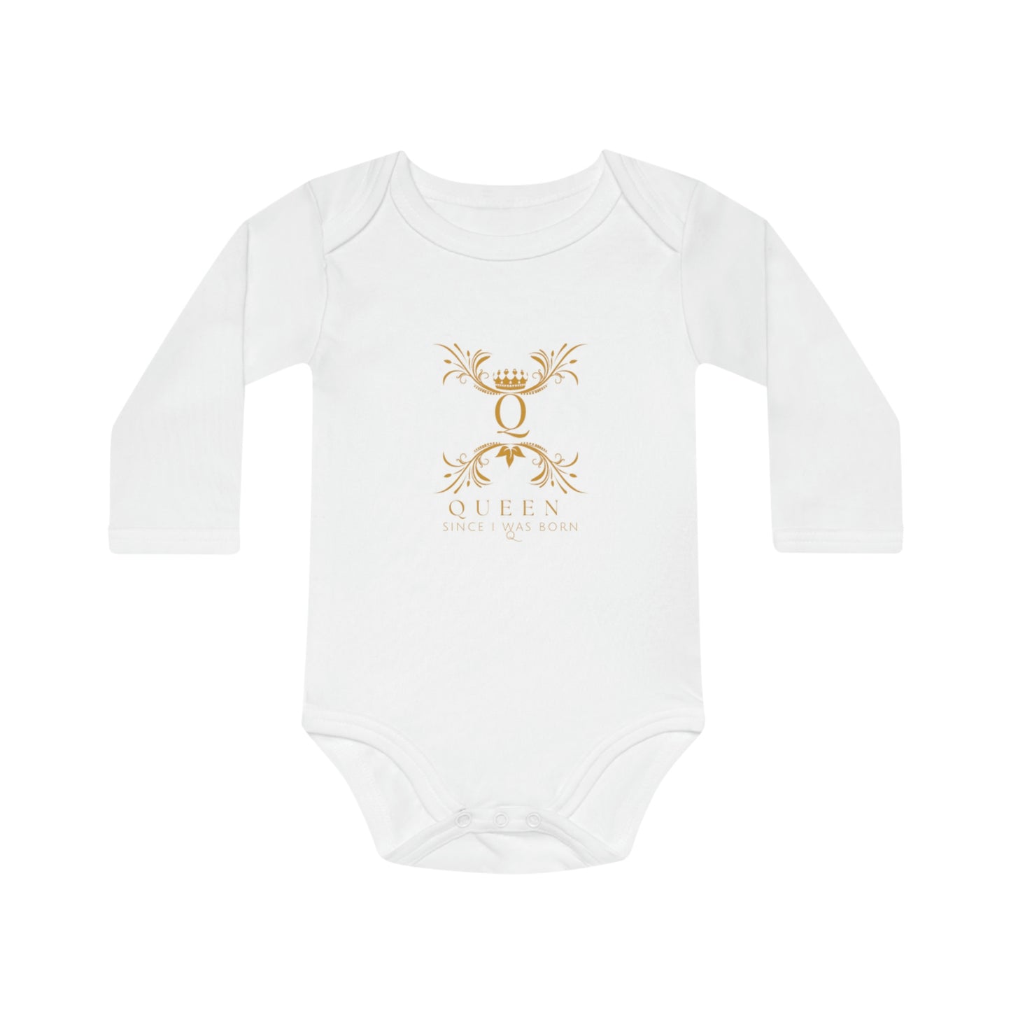 "Queen Since I Was Born" Baby Long-Sleeve Organic Bodysuit