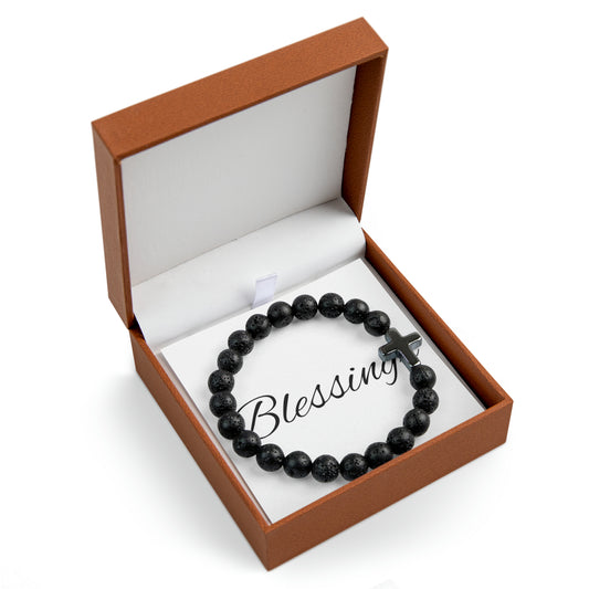 Men's Cross Bead Bracelet in a "Blessings" Box