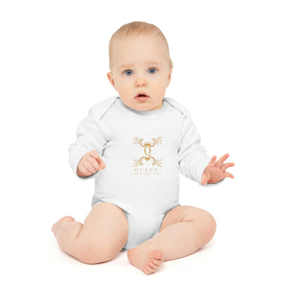 "Queen Since I Was Born" Baby Long-Sleeve Organic Bodysuit