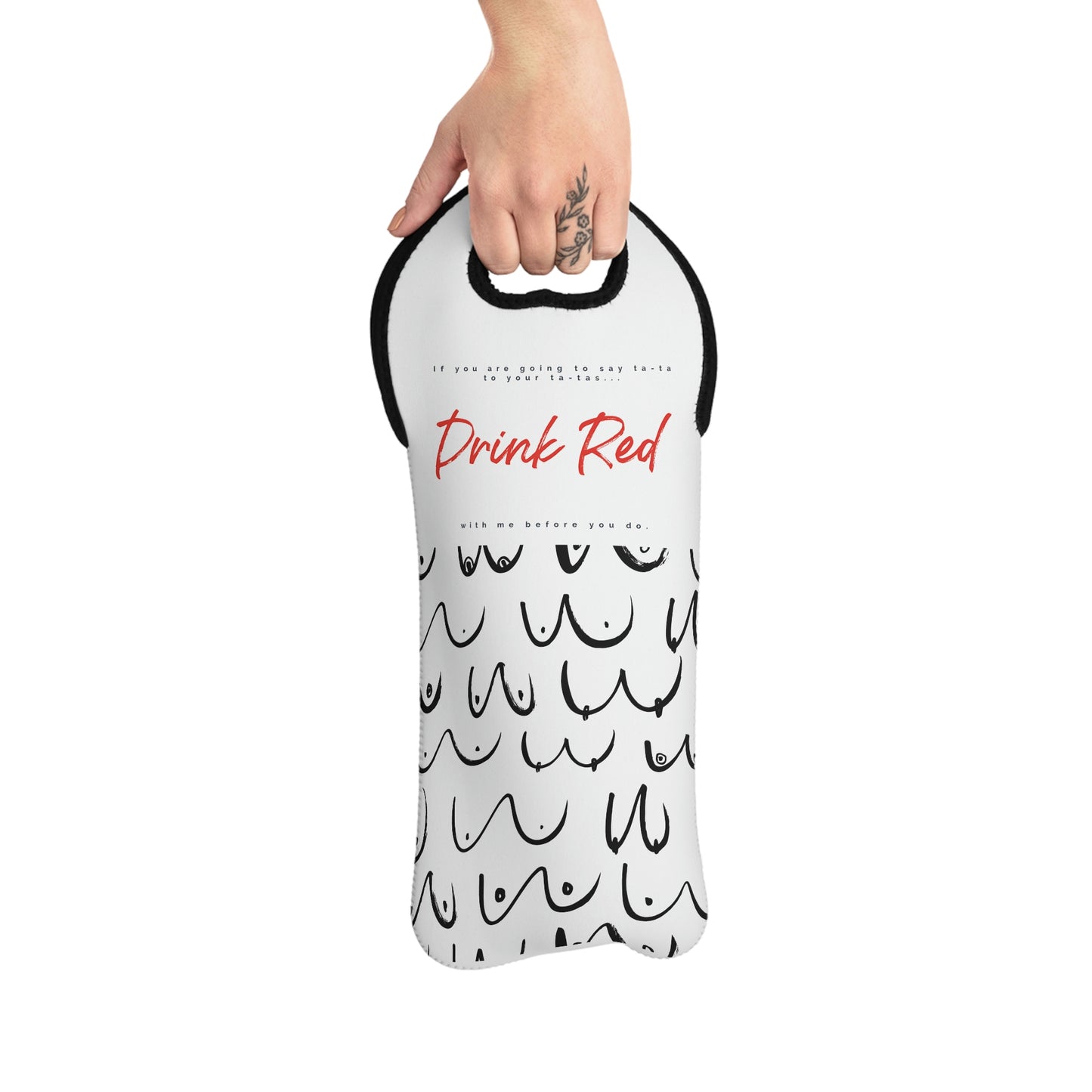 "Ta Ta to Your Ta-Tas..." Wine Tote Bag Gift for Women with Cancer