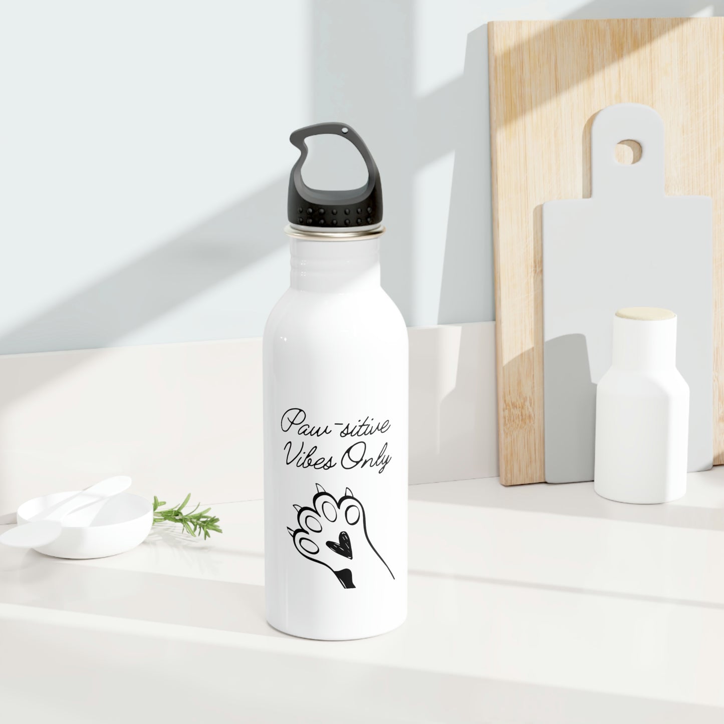 Paw-sitive Vibes Only Stainless Steel Water Bottle