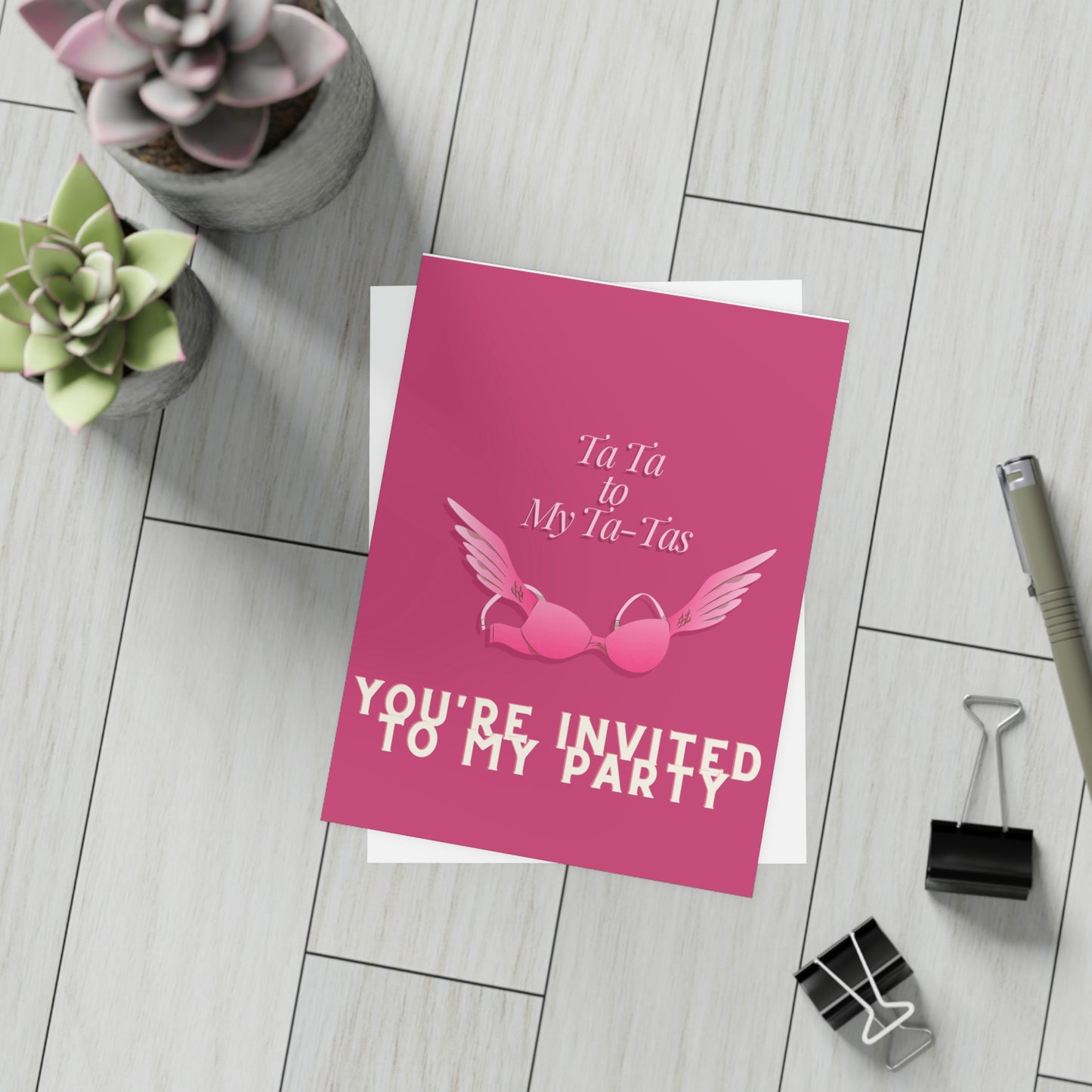 "Ta Ta to My Ta-Tas" Party Greeting Card Bundles (envelopes not included)